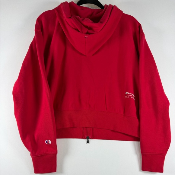 Champion Women's Cropped Fleece Zip-Up Sweatshirt - Tango Red L - Picture 9 of 13